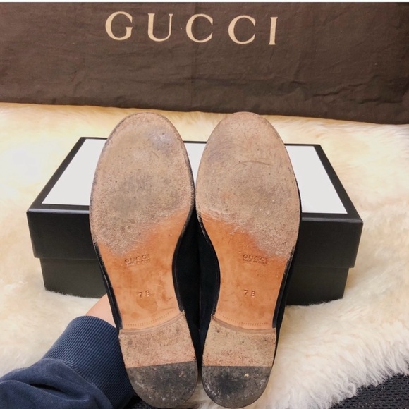 Gucci Black Suede Loafers with Gold Hardware - Picture 5 of 5